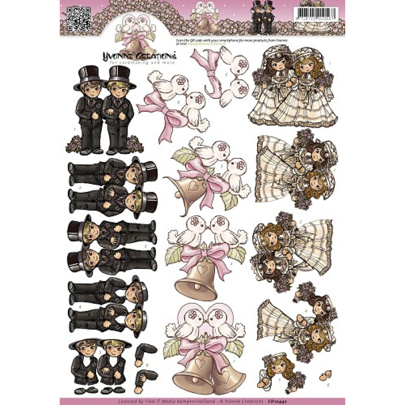 3D knipvel - Yvonne Creations - Homo Huwelijk